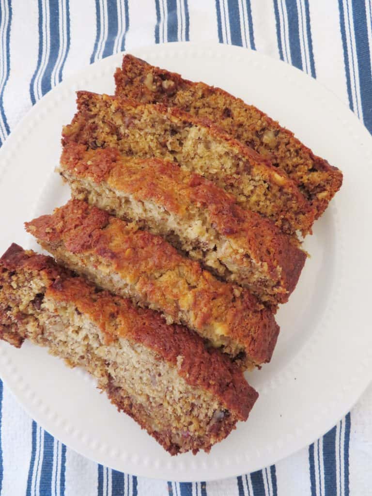 Sliced banana bread