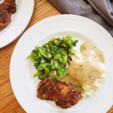 Close up on chicken dinner