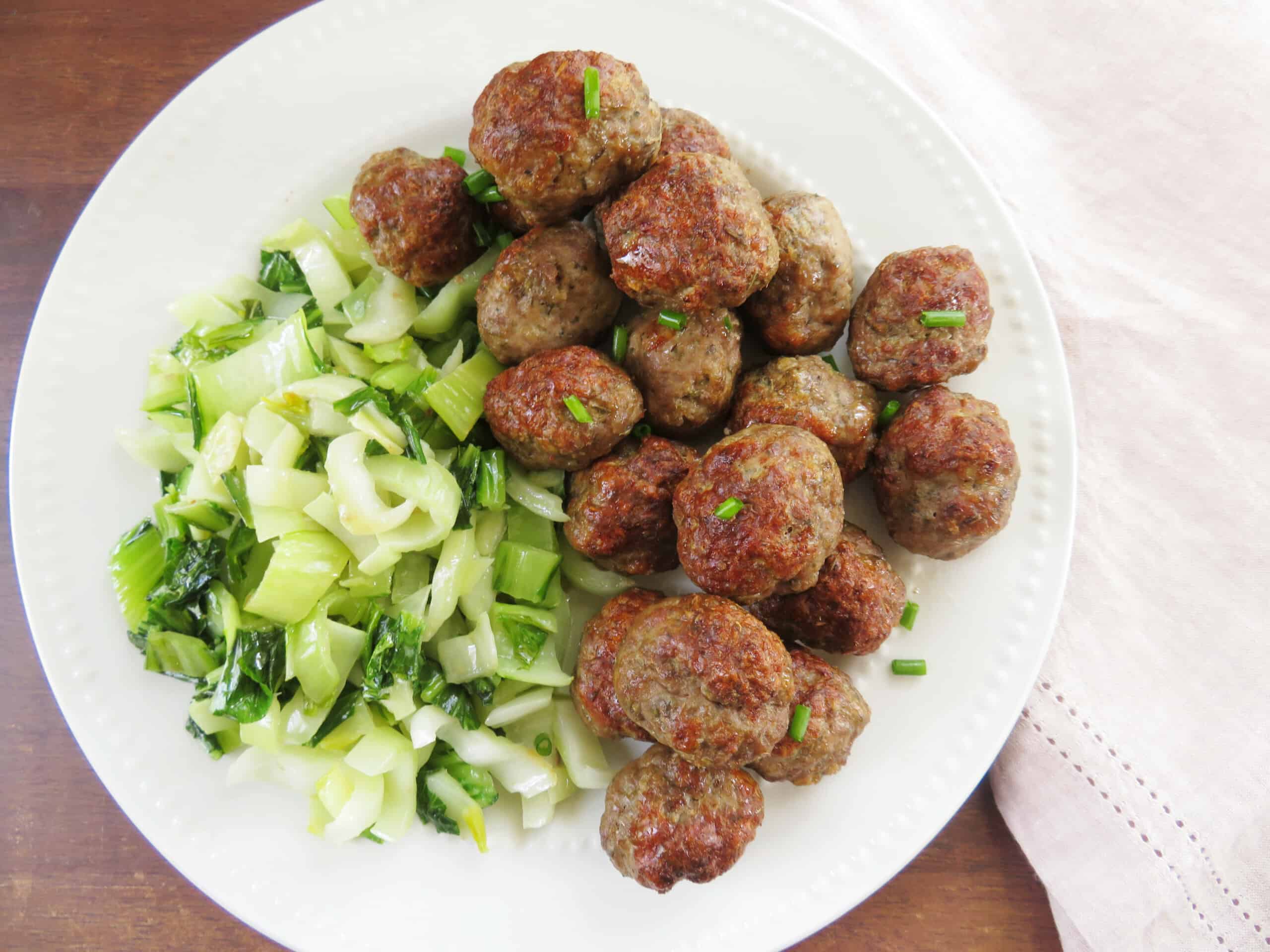 lamb meatball with bok choy