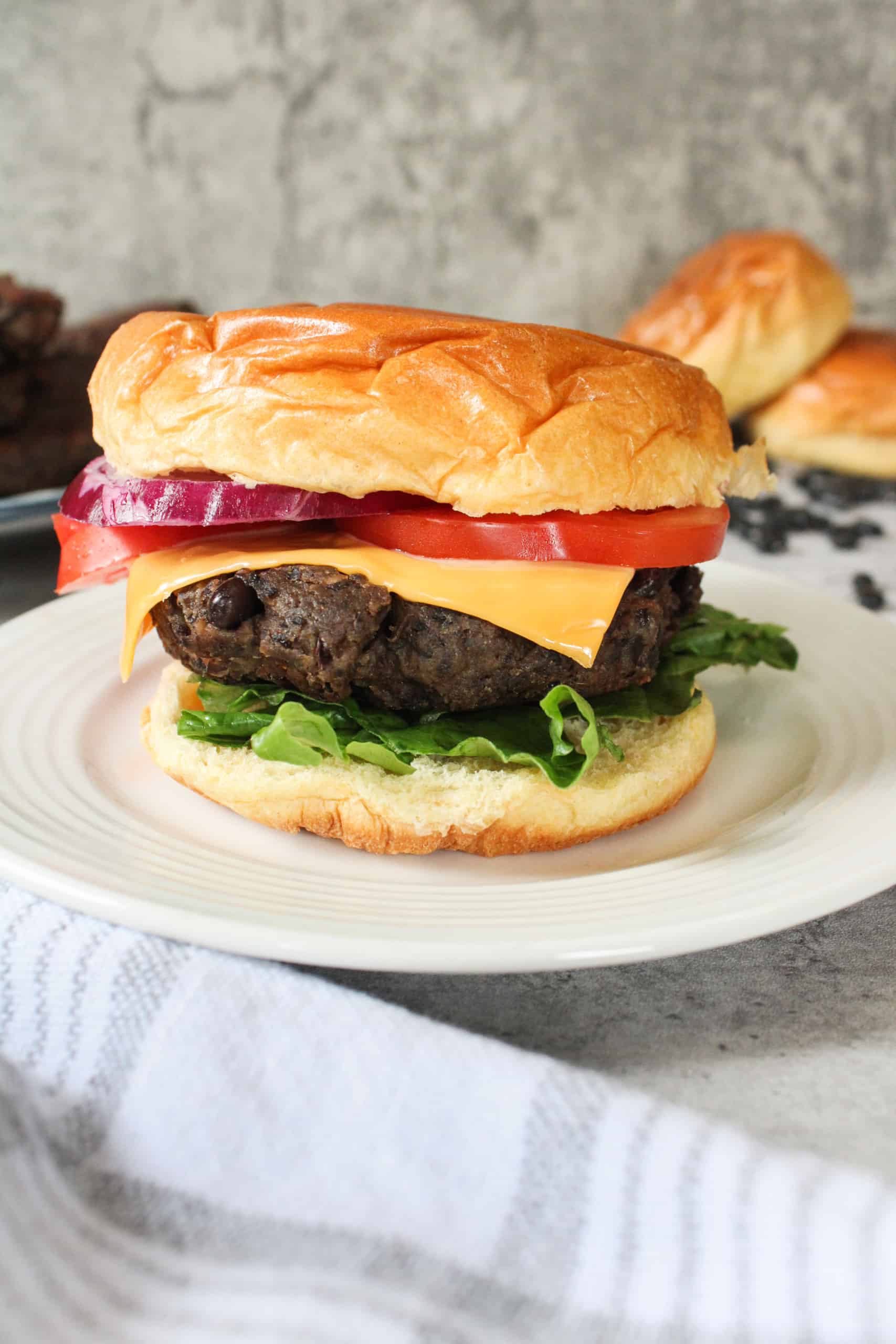 black bean burgers easy on a plate