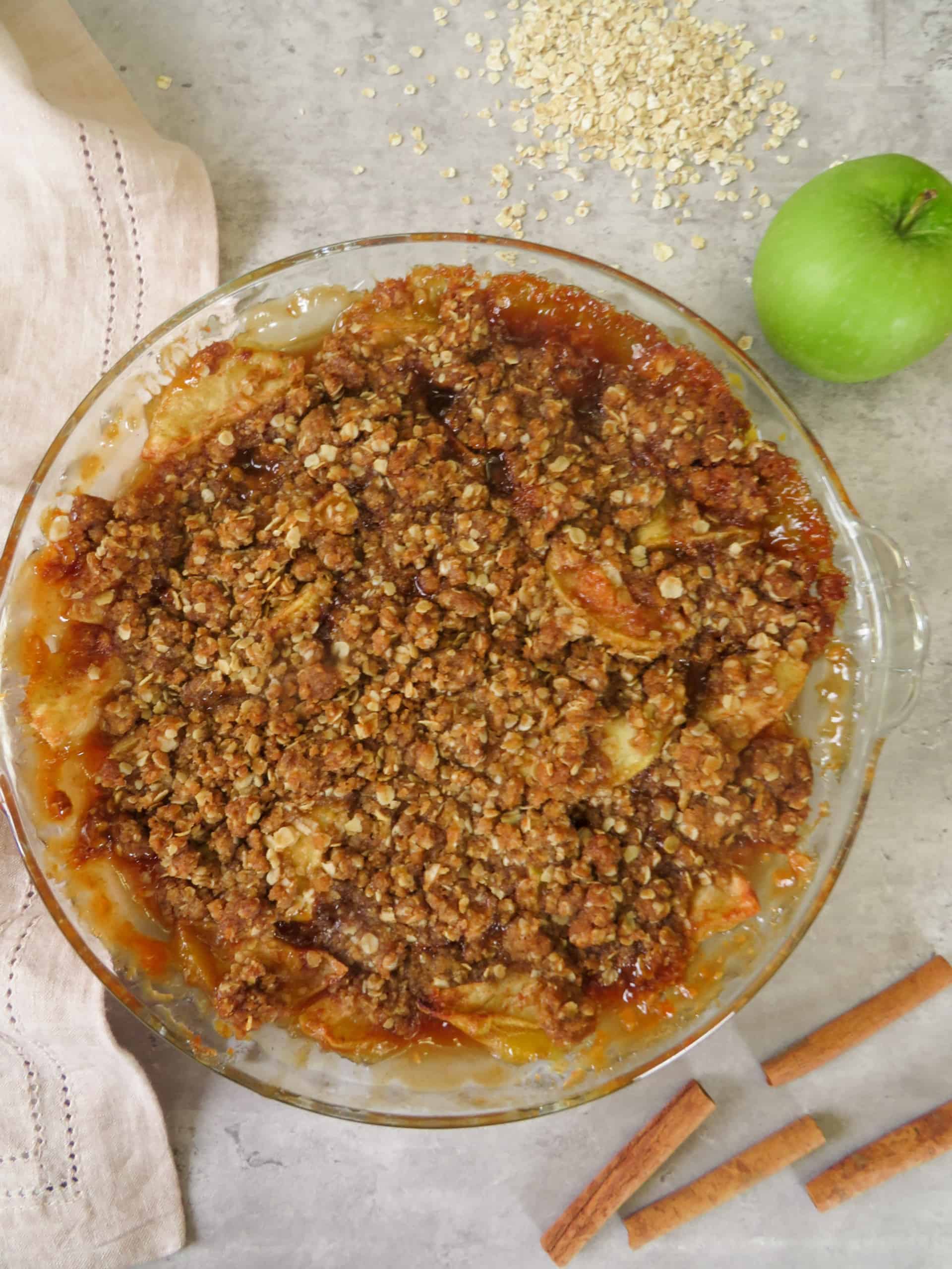 Overhead image of apple crisp.