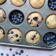 Finished homemade blueberry muffins.