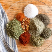 Close up on breakfast sausage spices on a plate.