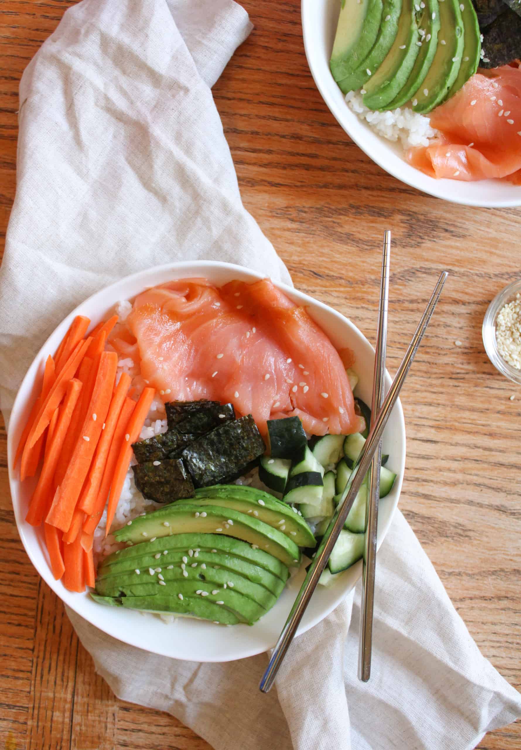 Smoked Salmon Avocado Sushi Bowls
