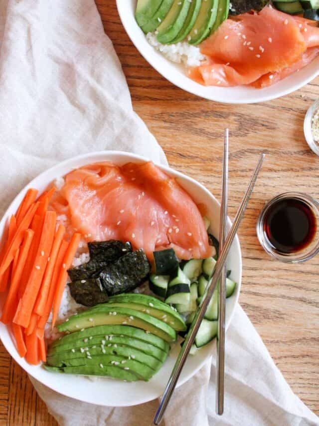 Smoked Salmon Sushi Bowls - The Midwest Kitchen Blog