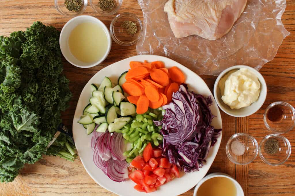 kale chicken salad ingredients. 