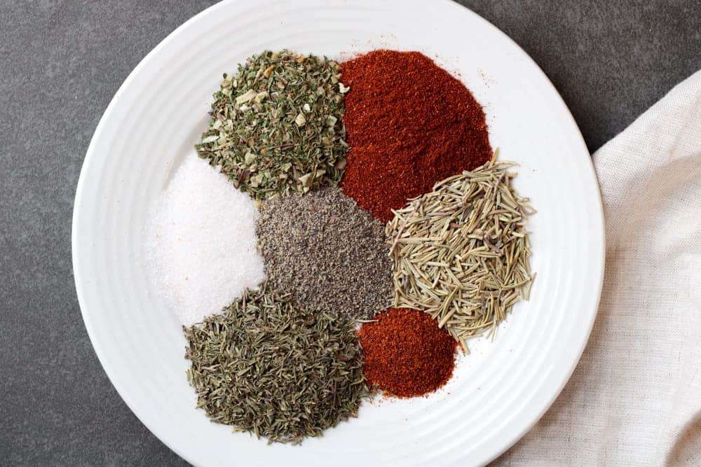 Chicken spices on a plate. 