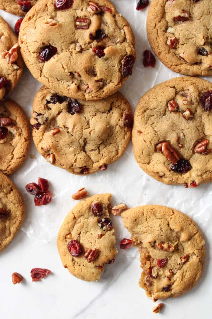 Cranberry pecan cookies with brown butter.