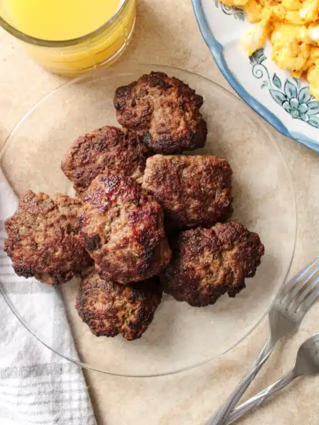 Beef breakfast sausage patties on a plate.