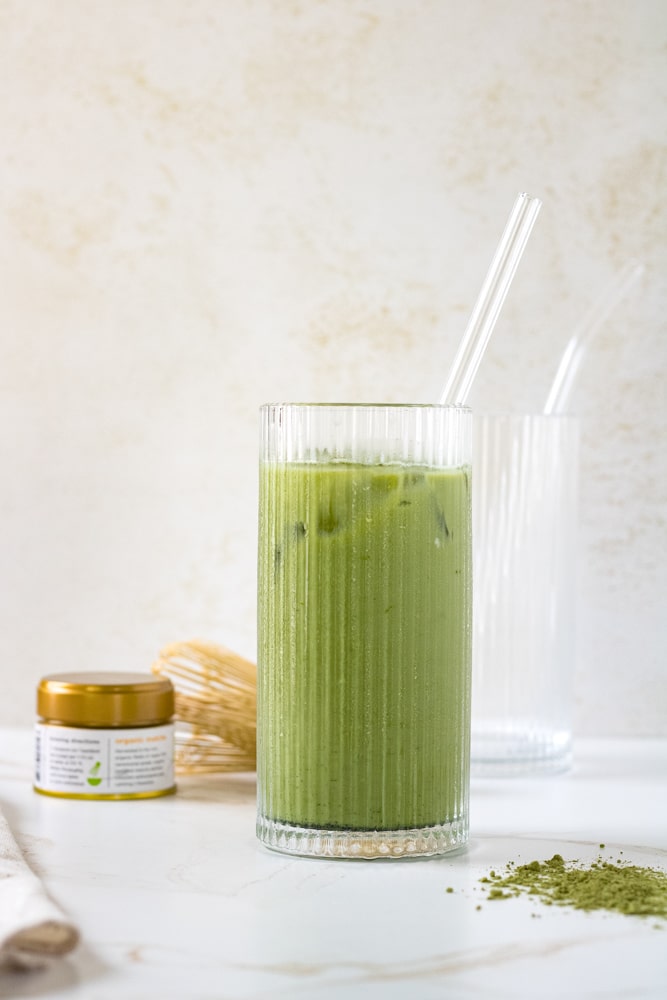 Iced Vanilla Matcha Latte - The Midwest Kitchen Blog