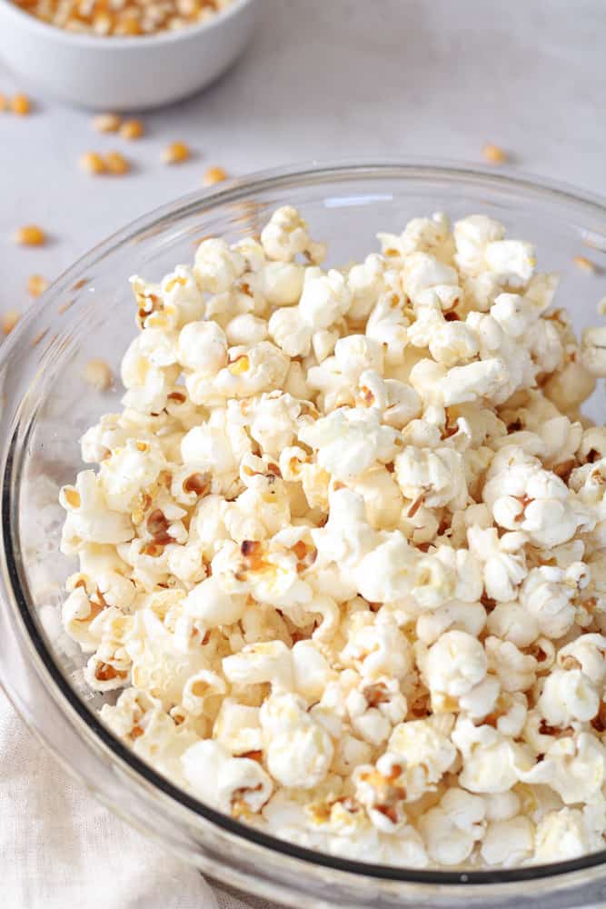 Buttery popcorn in a bowl