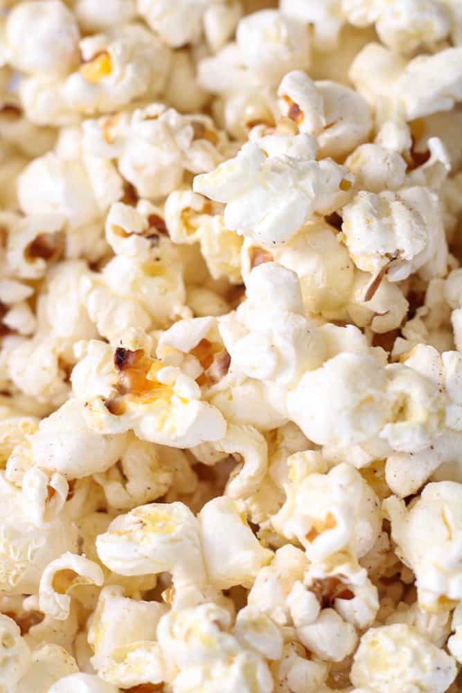 Close up on a bowl of popcorn.
