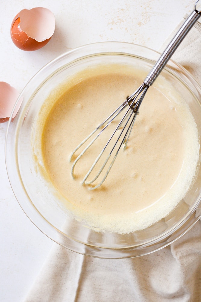 Egg yolks whisked with sugar until light in color.