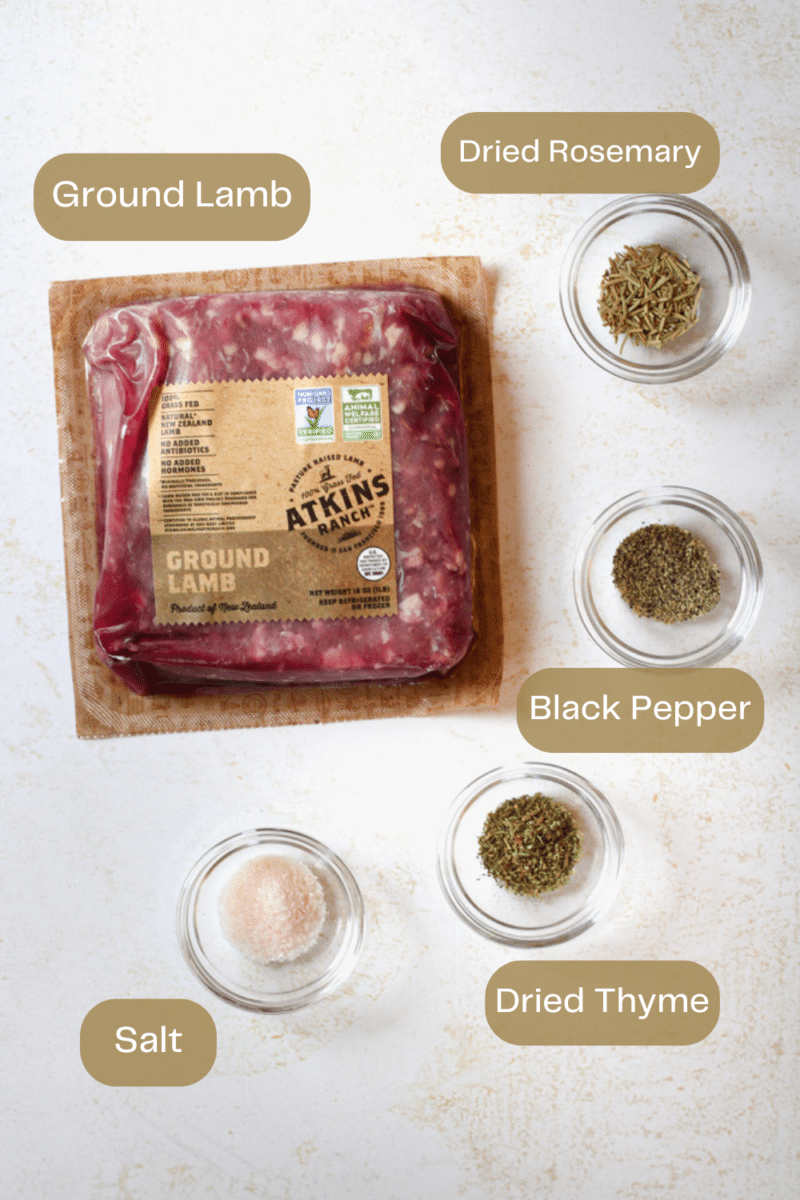 Lamb burger ingredient infographic.