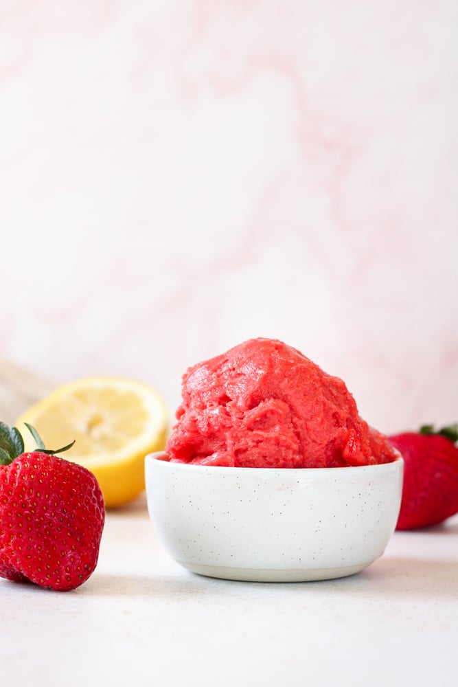 Scoop of sorbet in a bowl.