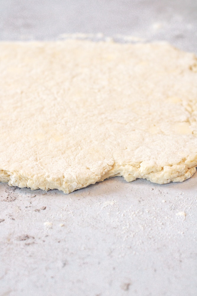 Close up image of biscuit dough.