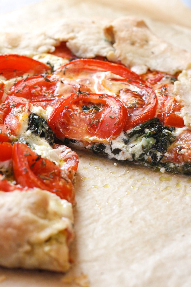 Side view of tomato galette.