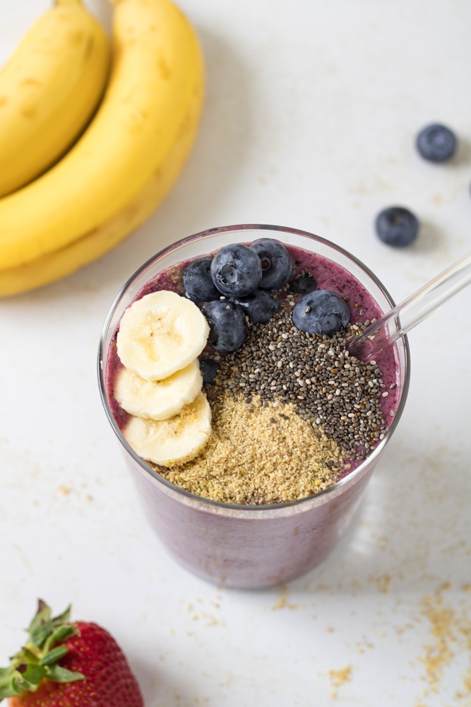 Smoothie with toppings.