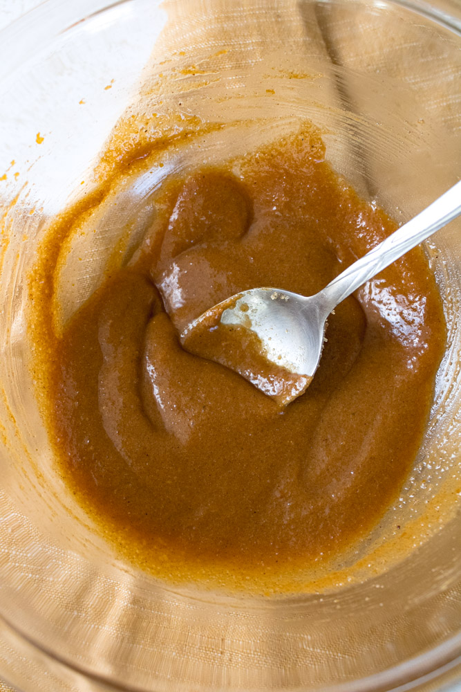 Pumpkin pie ice cream base in a bowl.