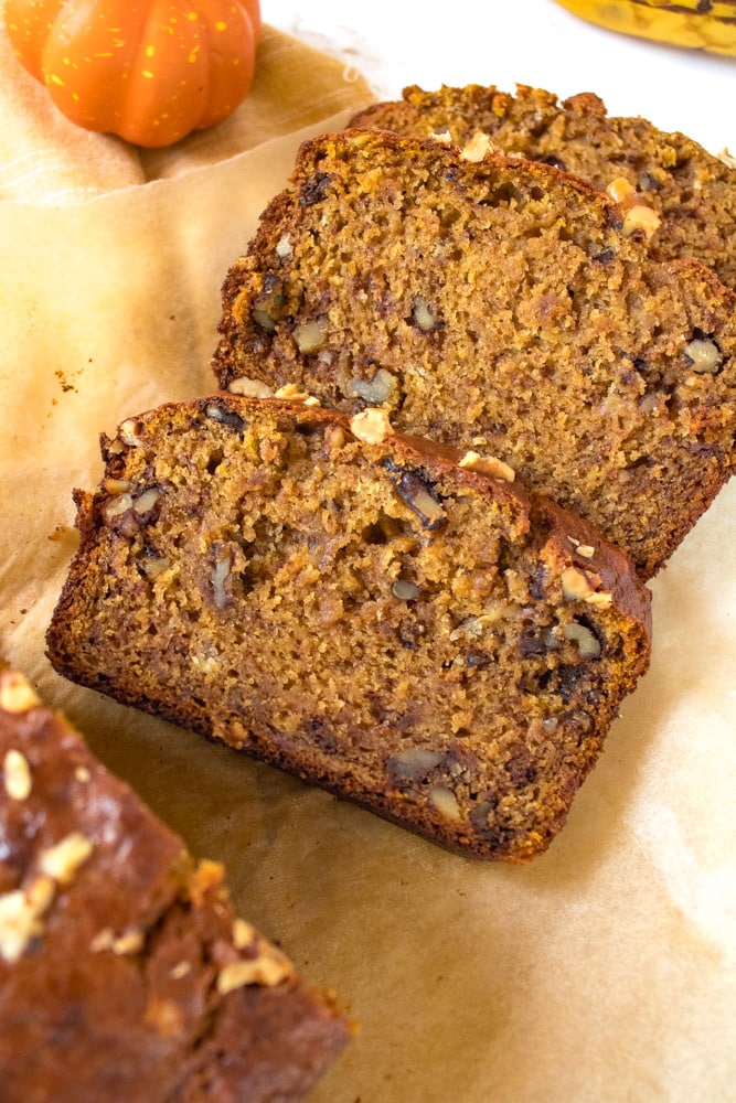 Close up image of pumpkin bread.