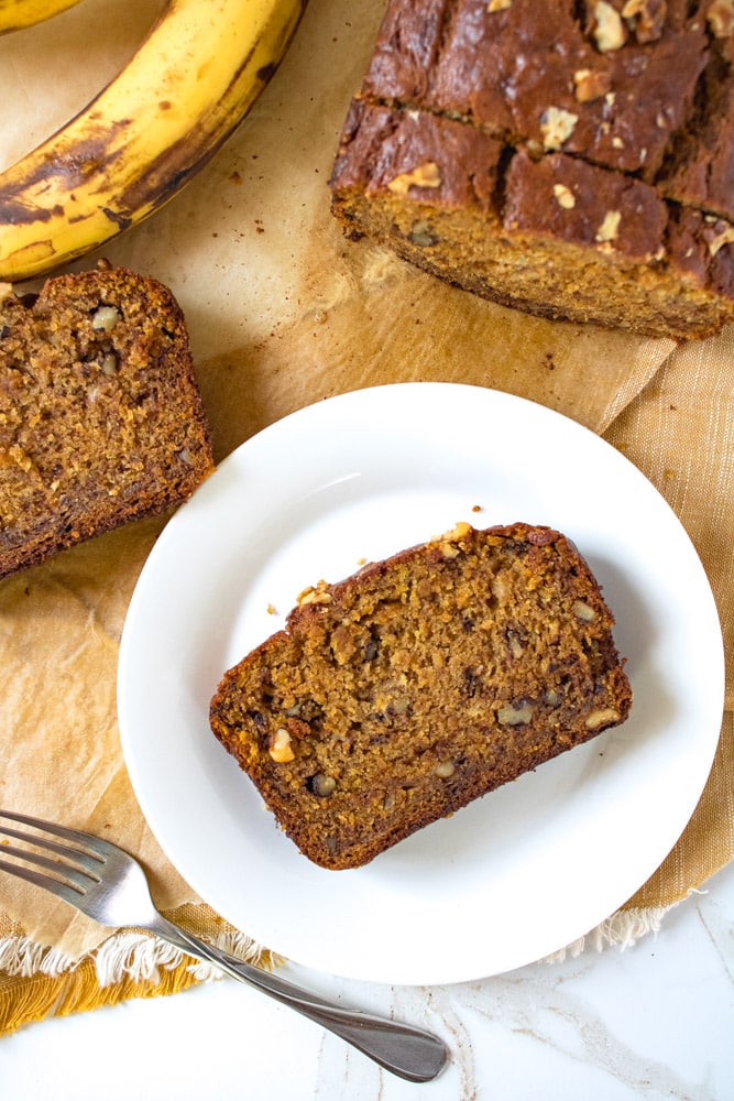 Loaf bread on a plate.