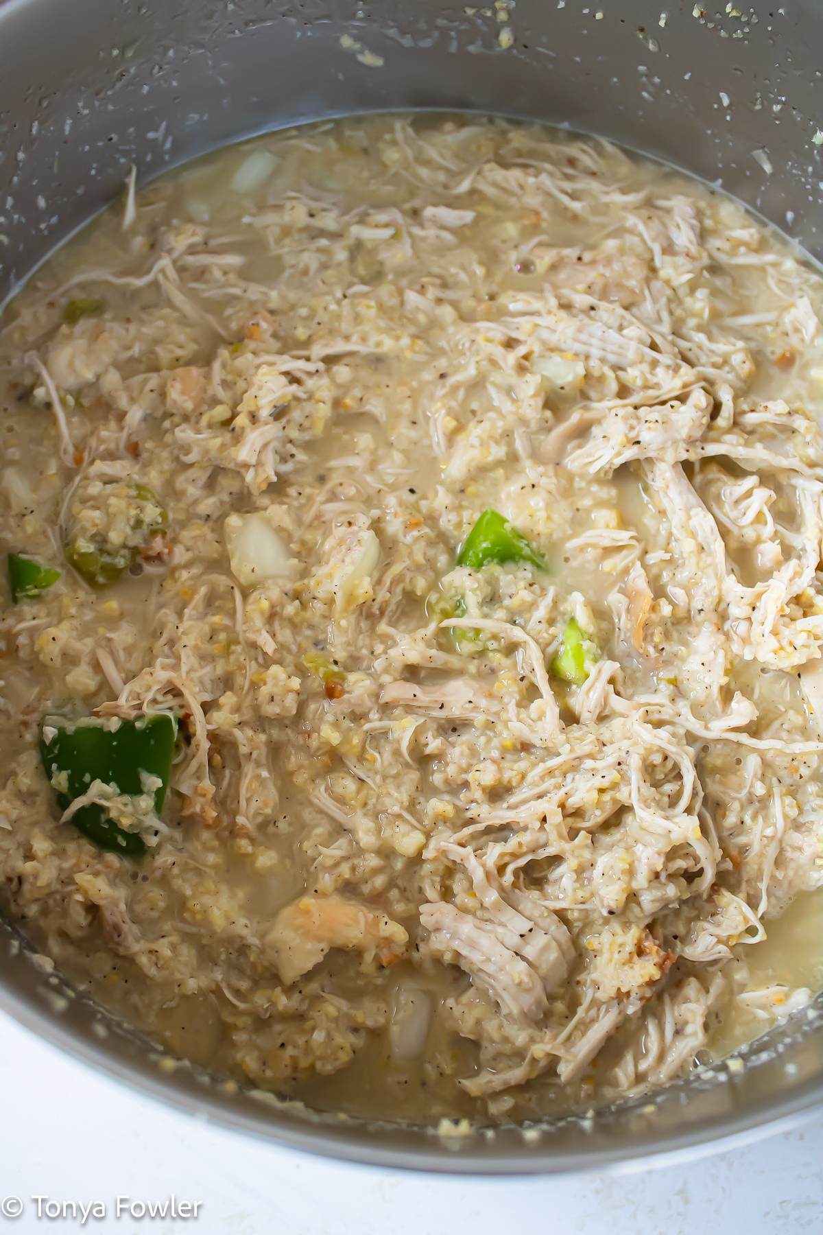 Cornbread mixture in a stock pot.