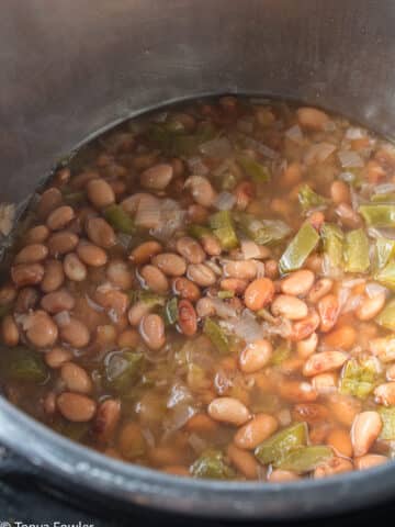 Cooked beans in a pot.