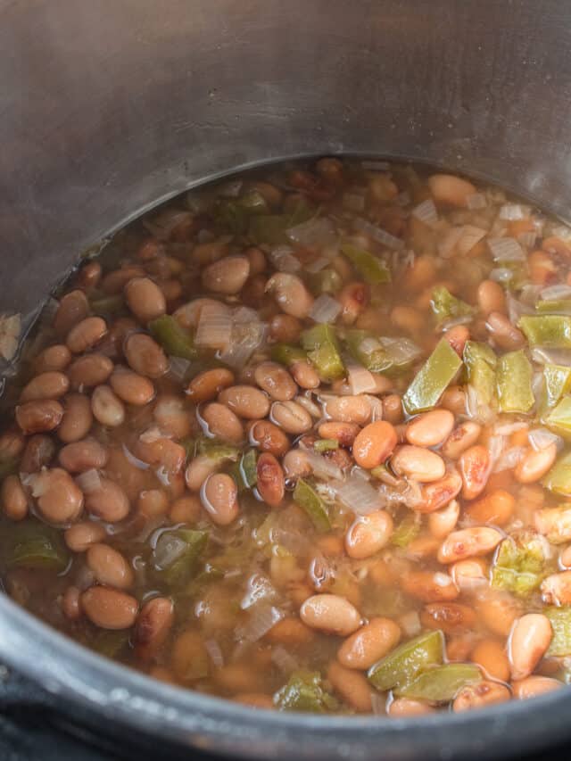 Cooked beans in a pot.