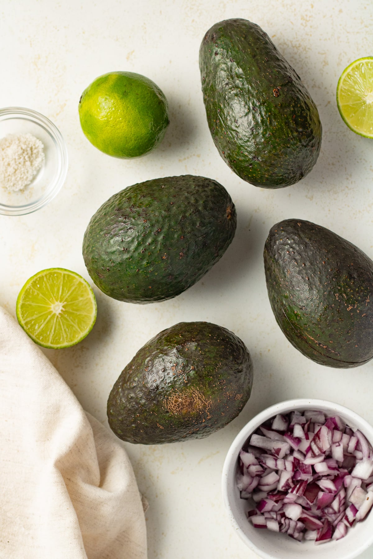 Guacamole ingredients on a table. 
