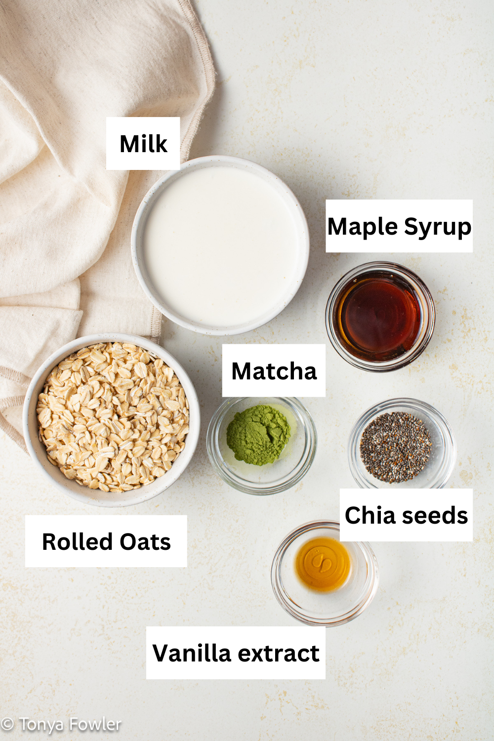 Overnight oats ingredients infographic.