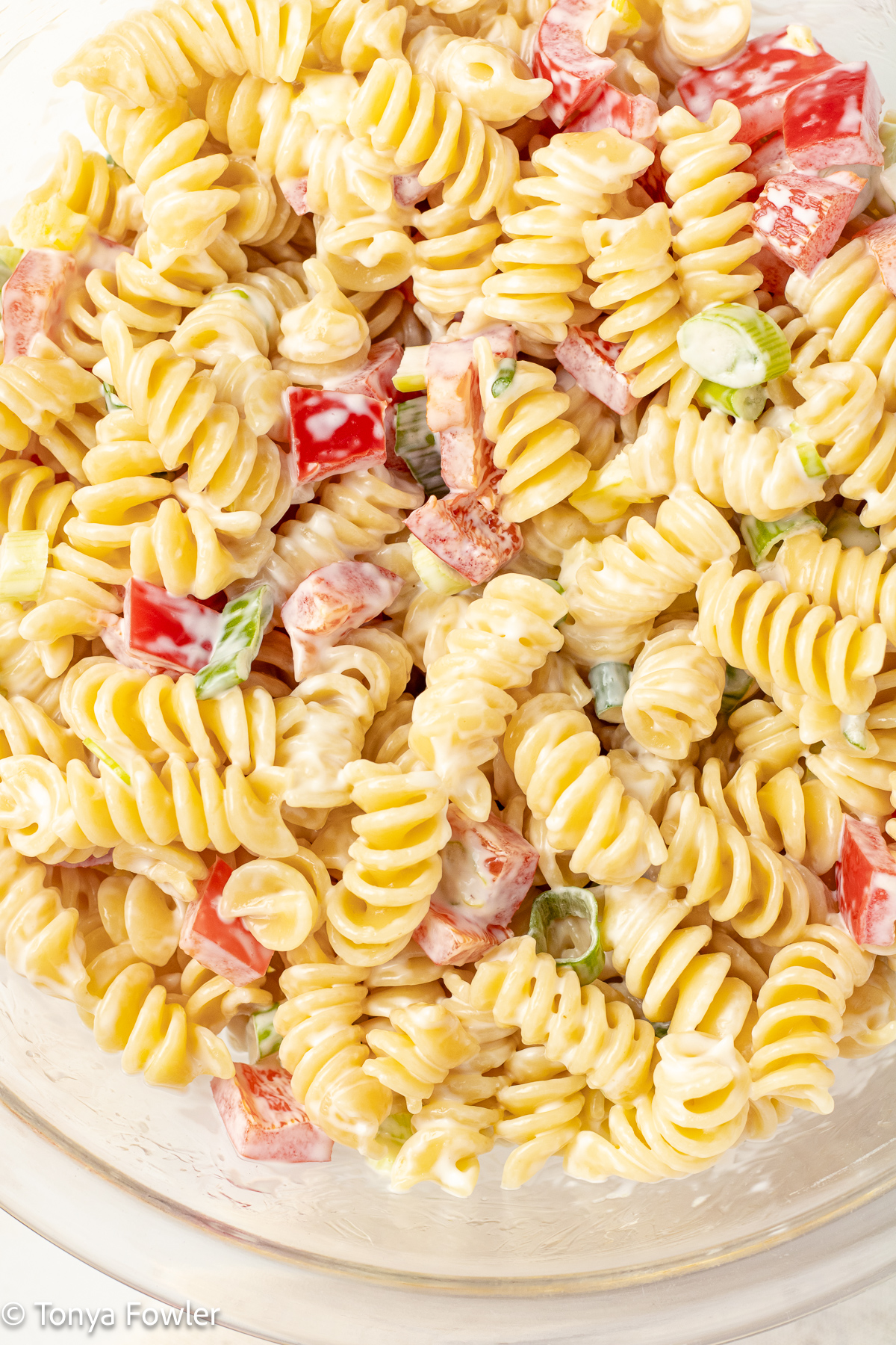 Pasta salad in a bowl. 