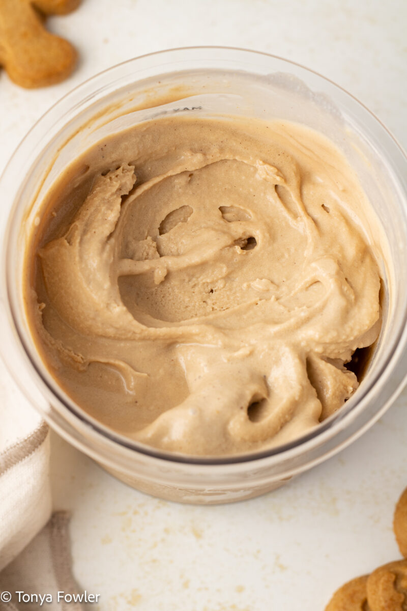 Ice cream in a container.