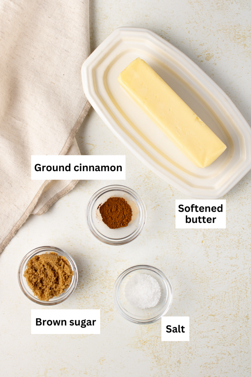 Whipped cinnamon butter ingredients infographic.
