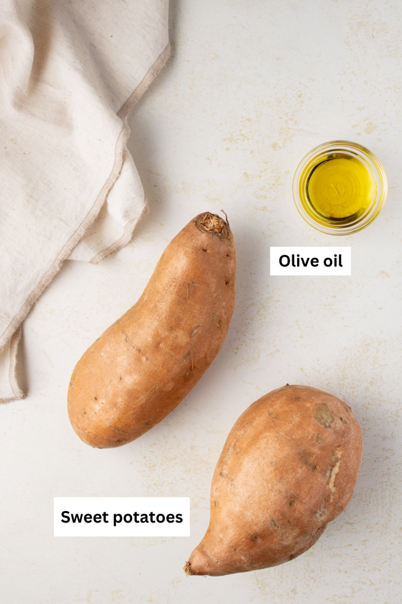 Baked sweet potatoes ingredients infographic.