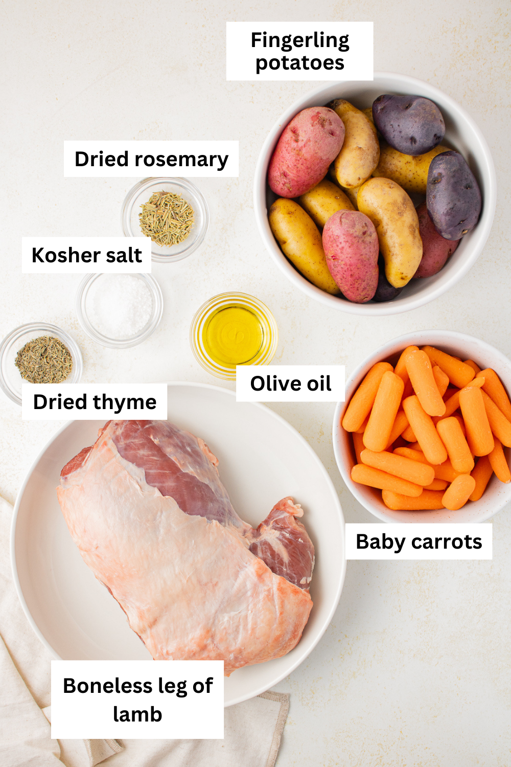 Ingredient image infographic for braised leg of lamb.