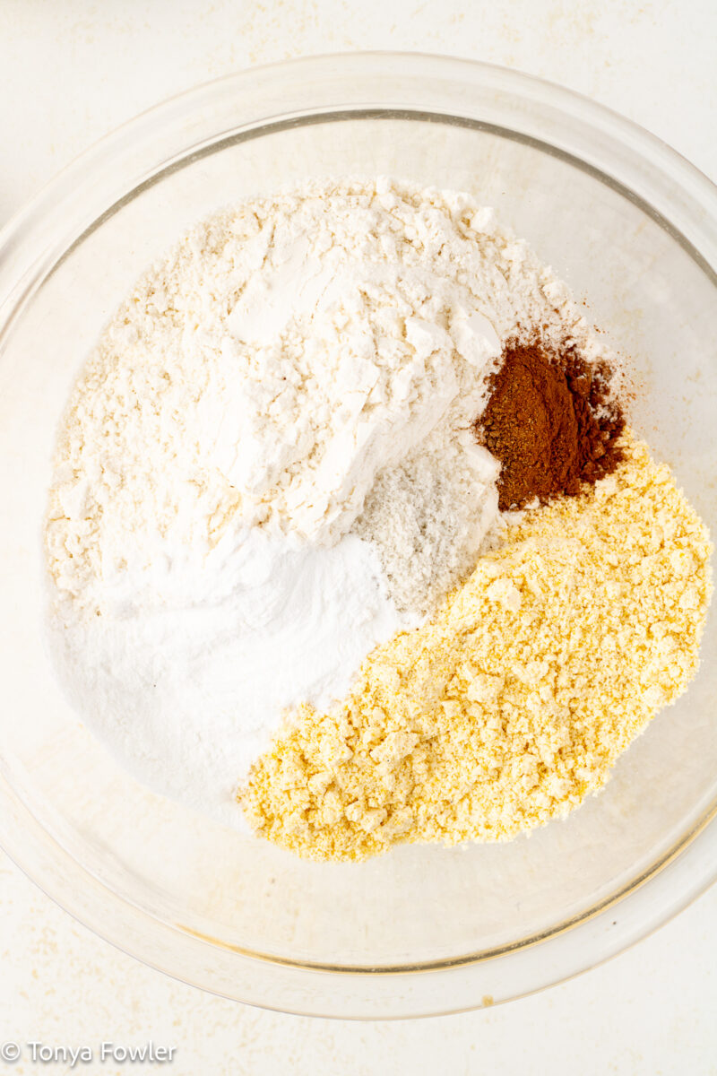 Dry ingredients in a bowl. 