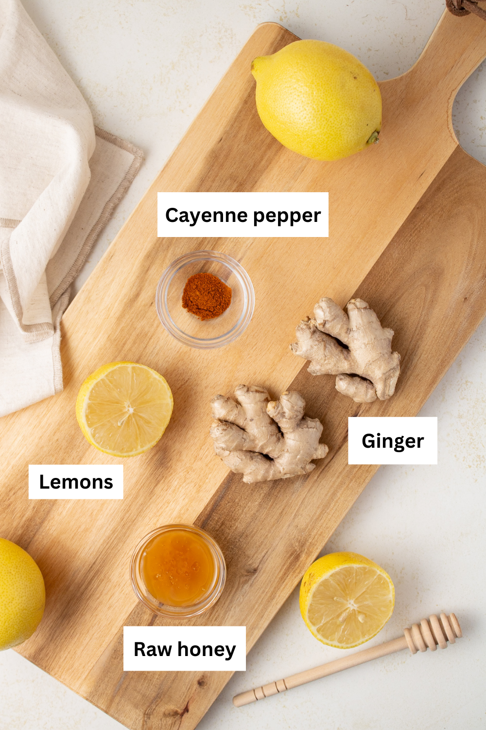 Cayenne Lemon Ginger Shots Ingredients Infographic.