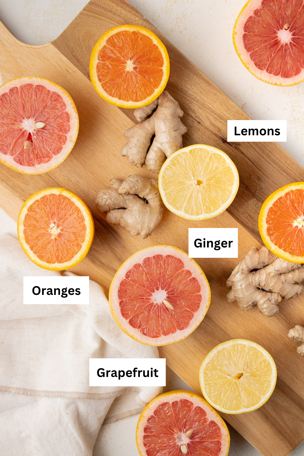 Citrus Grapefruit Ginger Wellness Shots Ingredient Infographic. 