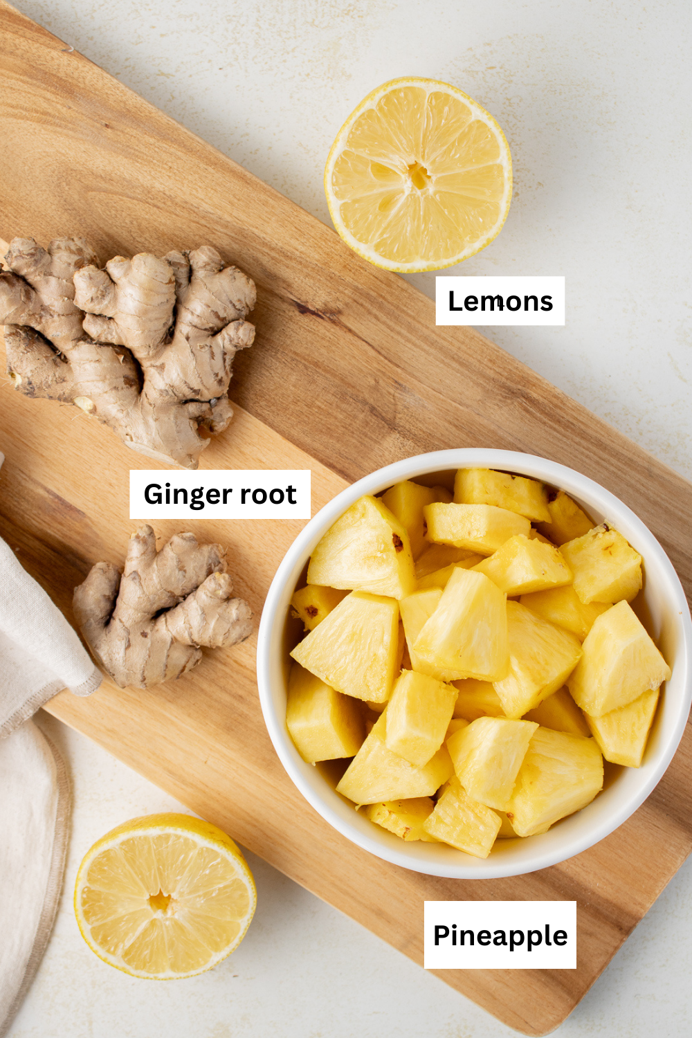 Pineapple Ginger Shots Ingredient Infographic Image.