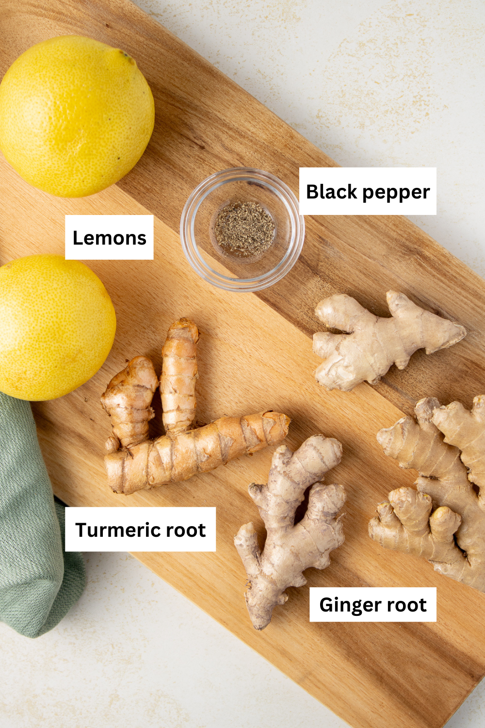 Turmeric Ginger Shots Ingredient Infographic Image.