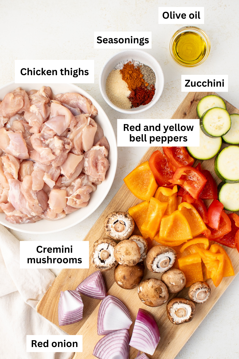 Ingredient infographic for chicken kabobs.