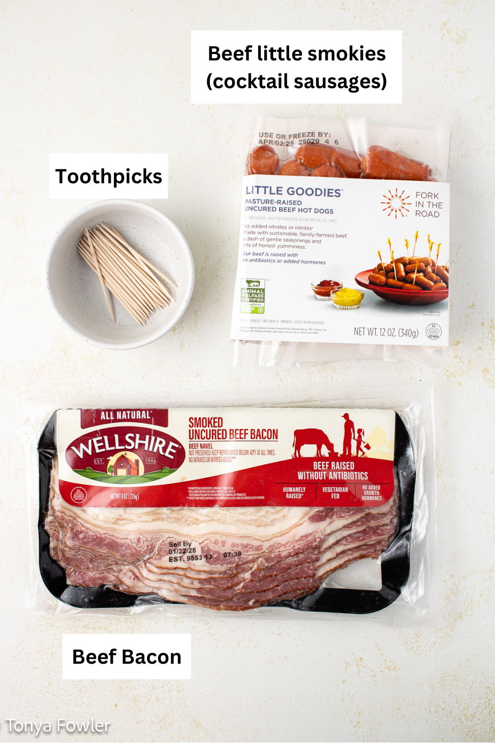 Bacon wrapped little smokies ingredients infographic.