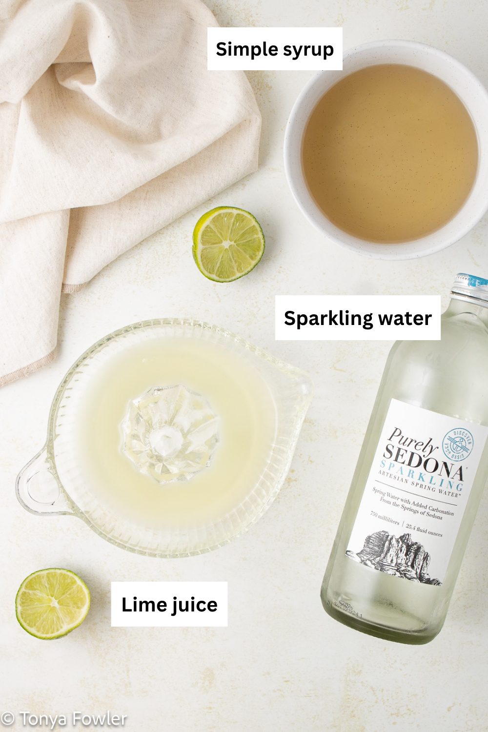 Sparkling limeade ingredient infographic. 