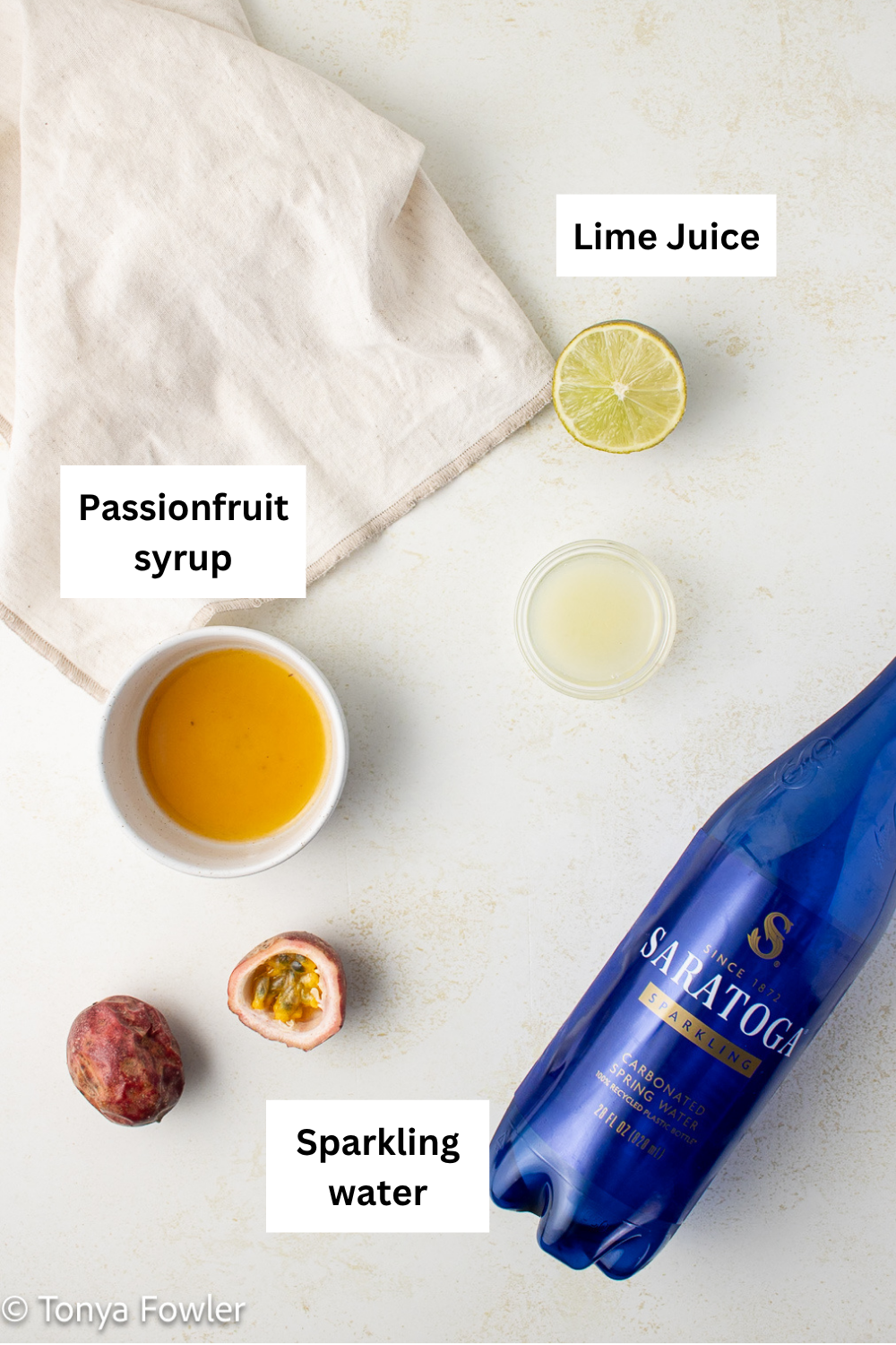 Lime Passionfruit Mocktail Ingredient Infographic.