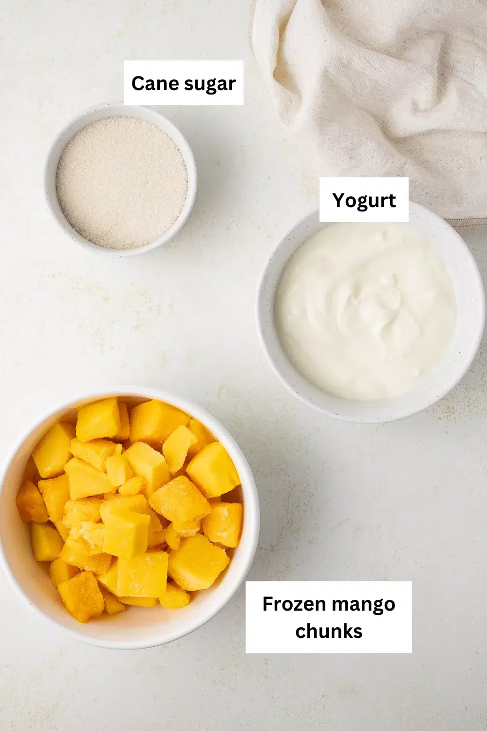 Ninja Creami Mango Frozen Yogurt Ingredient Infographic. 