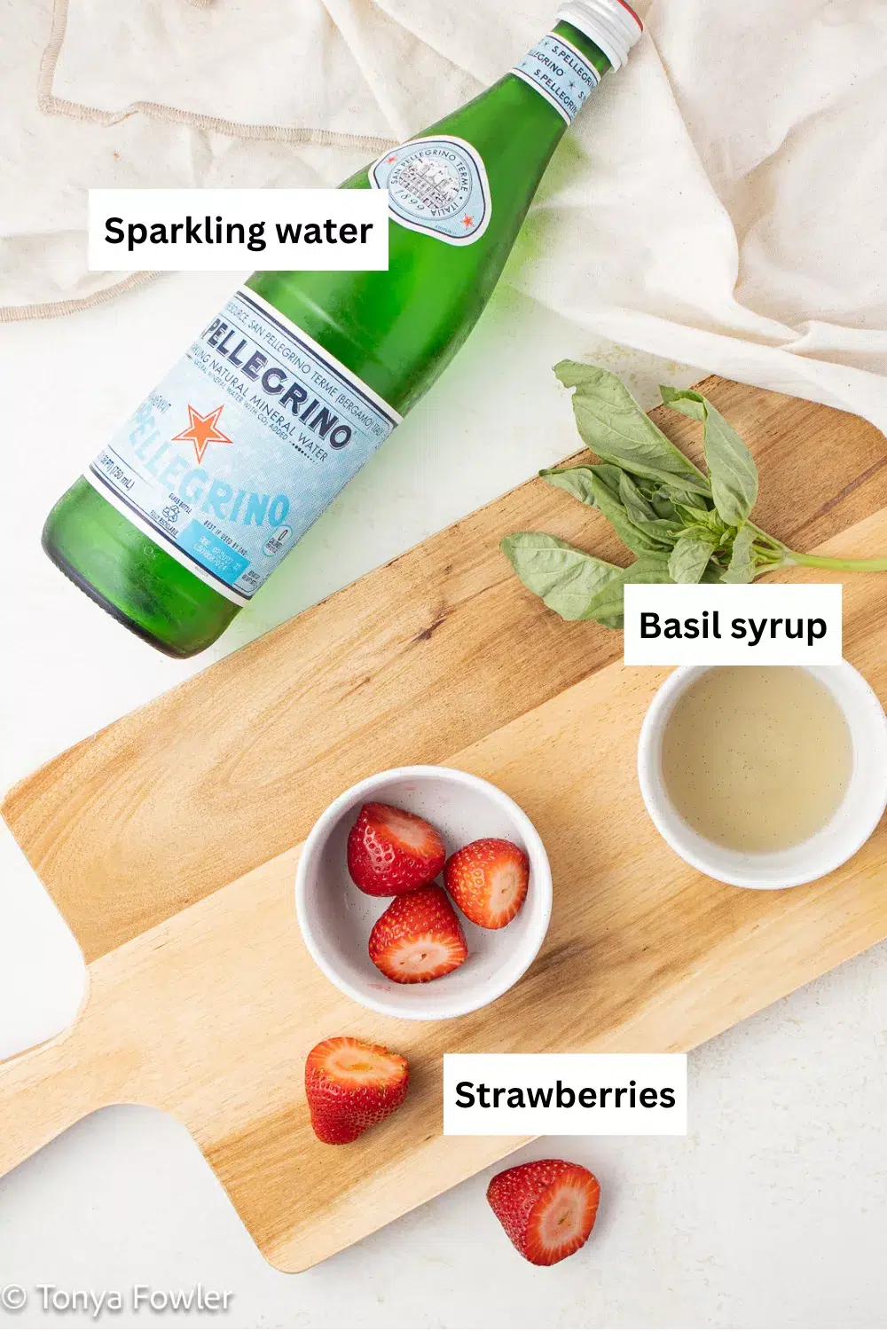 Strawberry basil mocktail ingredient infographic. 