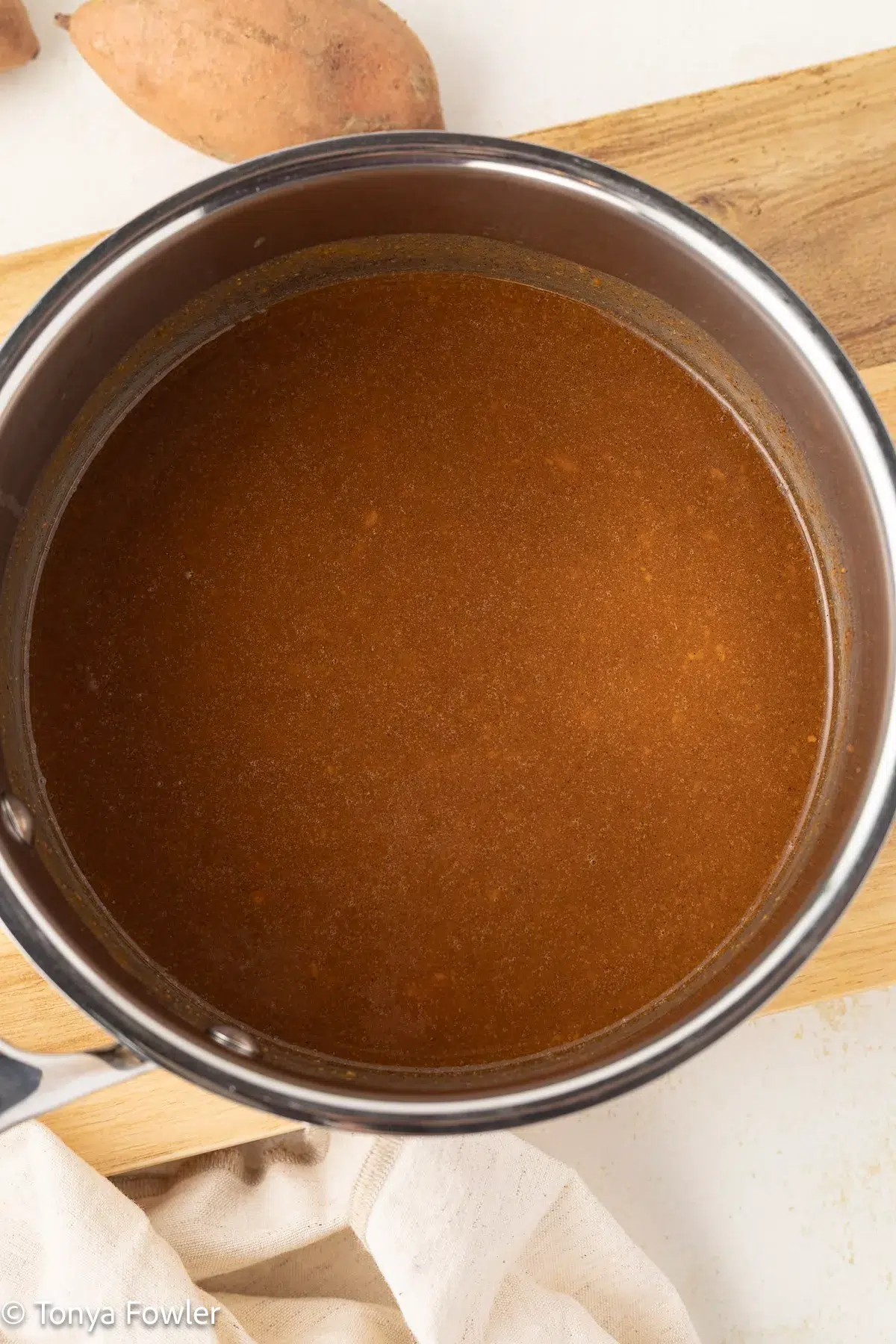 Syrup ingredients in a pot.