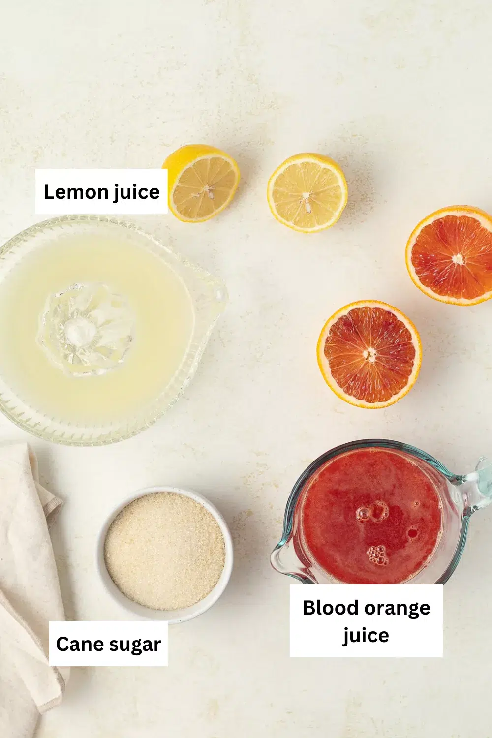 Blood orange lemonade ingredients infographic.