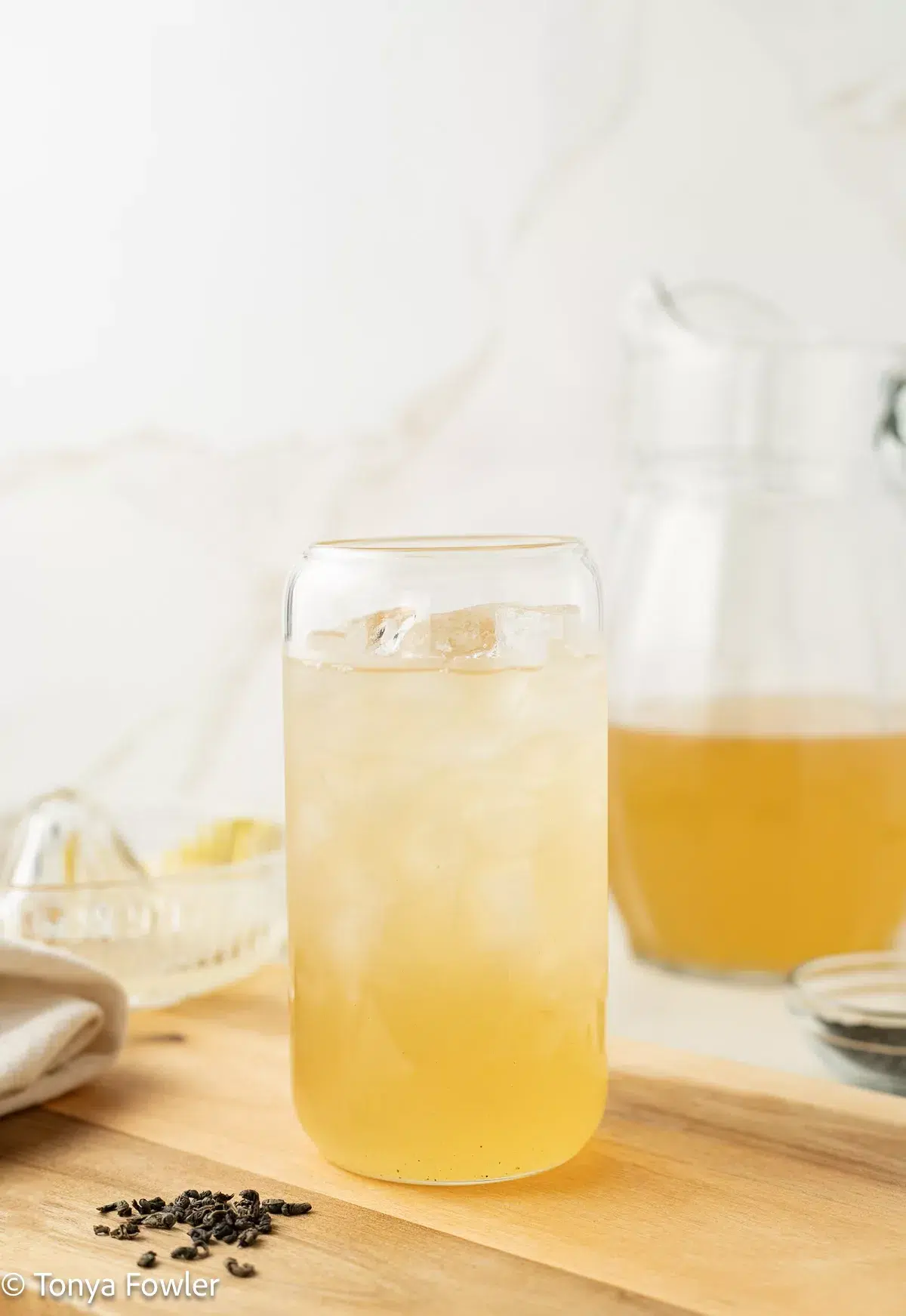 Iced Green Tea Lemonade Arnold Palmer in a glass.