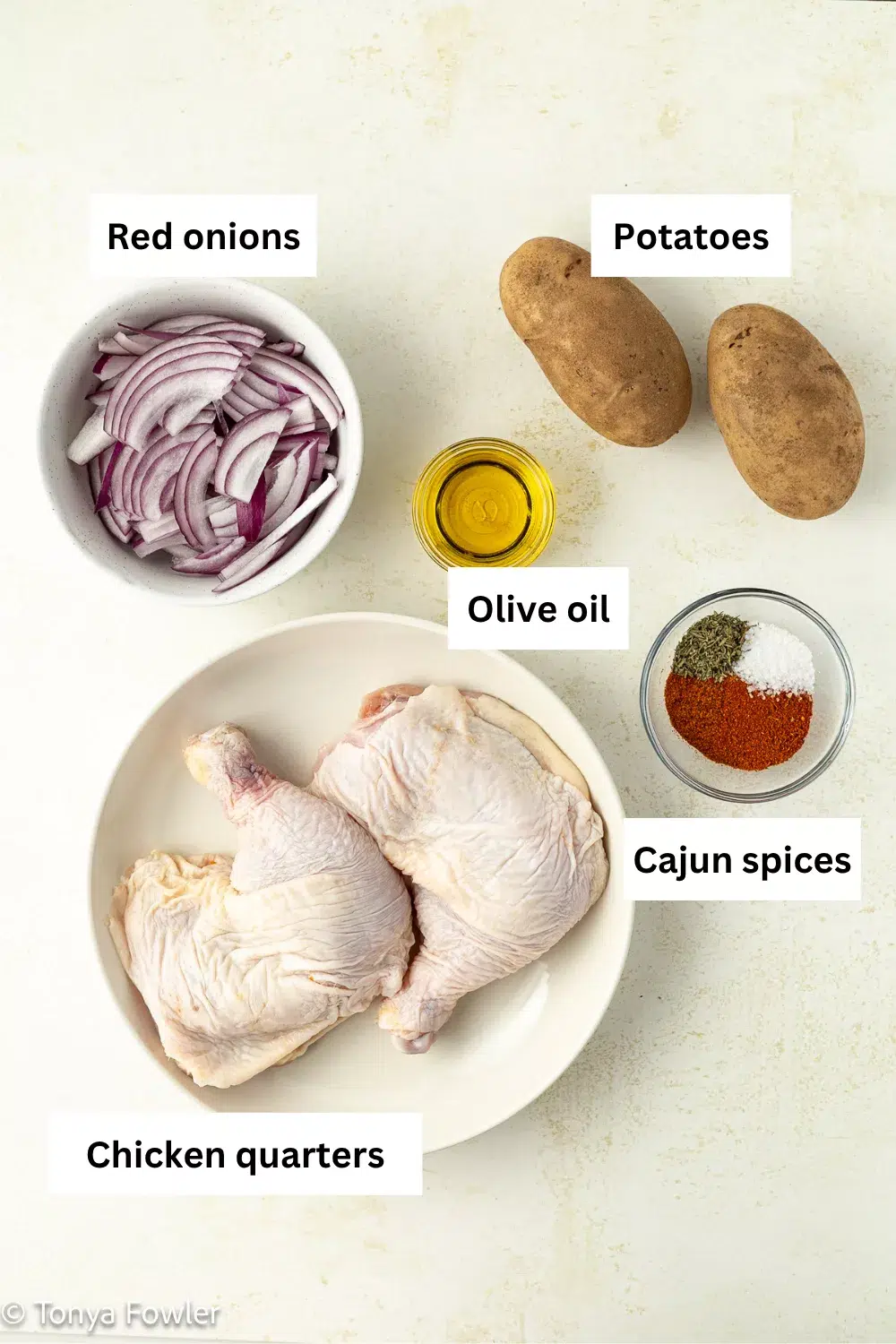 Cajun Roast Chicken with Potatoes and Green Beans Ingredient Infographic.